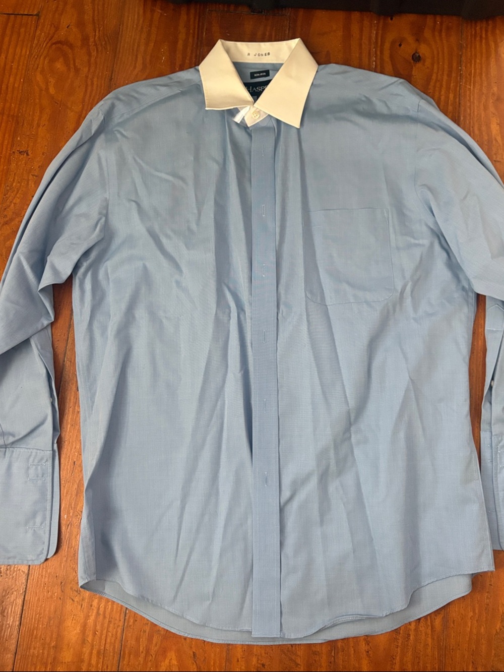 Contrast Collar Light Blue Dress Shirt by Haspel